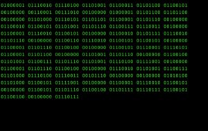 Terminal binary code showing zeros and ones.