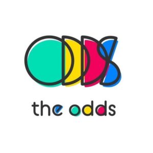 logo that consists of overlapping letters, spelling ODDS in bright colors